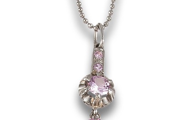 FRENCH ROSES PENDANT, IN PLATINUM WITH SILVER CHAIN