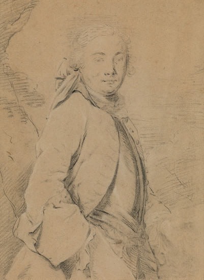 FRENCH SCHOOL, 18TH CENTURY A Half Figure Study of a Man. Black and...