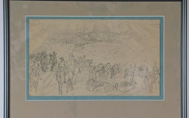 FRENCH SCHOOL (Late 18th / early 19th century). City Siege by Napoleon's Troops, Pencil drawing.