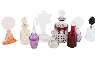 Fancy Glass and Crystal Perfume Bottles (9pcs)