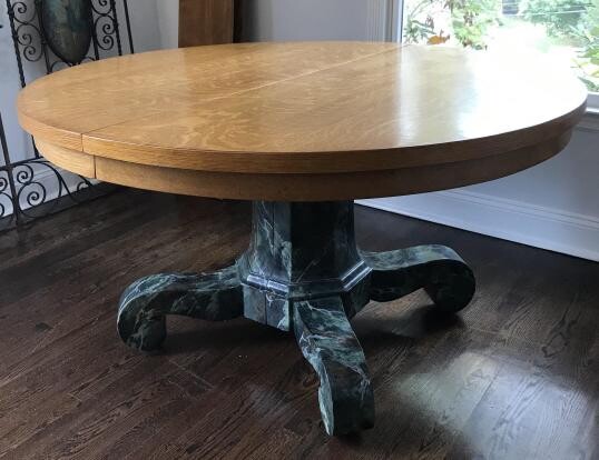 Faux Painted Marble & Oak Dining Room Table