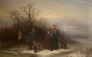 Ferdinand Maröhn (1839-1865) - Family in winter