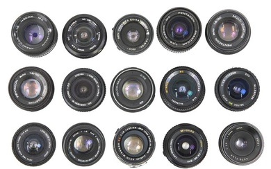 Fifteen 35mm Camera Prime Lenses.
