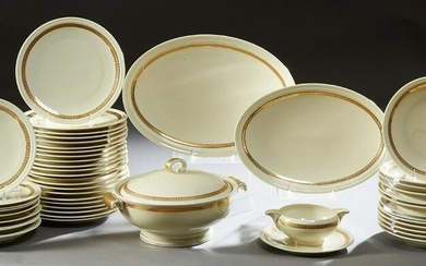 Fifty Piece Set of Gilt Leaf Banded French Limoges