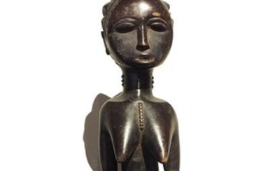 Figure - Wood - Baule Sculpture of a Mother and Child - Baule - Ivory Coast
