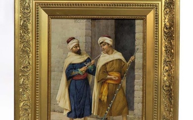 Filippo Indoni Watercolor Orientalist Painting. 19th C.