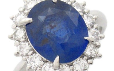 Fine Jewelry 4.77ct Non-thermal Sapphire 0.91ct Diamond Ring US#6.5 900PT