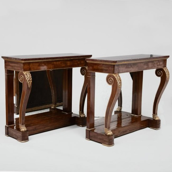 Fine Pair of Regency Mahogany and Parcel-Gilt Console