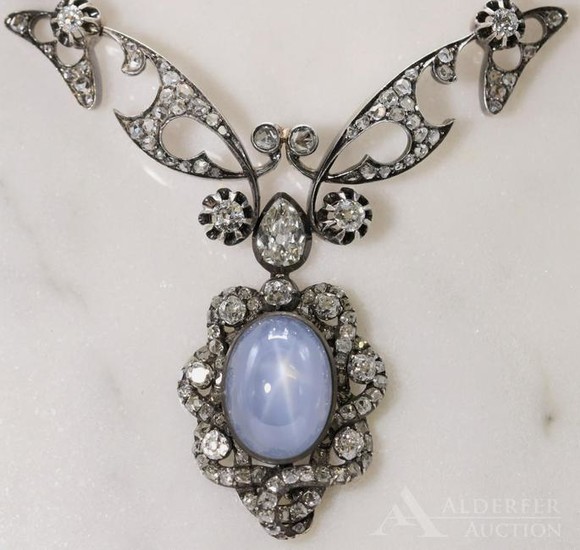 Fine Victorian Star Sapphire Diamond Necklace