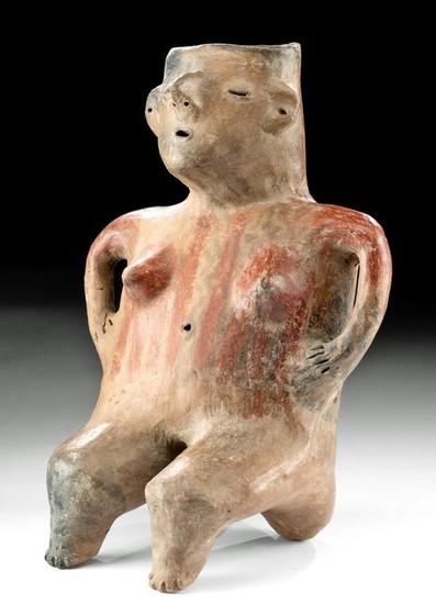 Fine Zacatecas Bi-Chrome Seated Female Figural Vessel