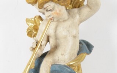 Fliegender Engel mit Posaune im Barockstil, 20. Jahrhundert