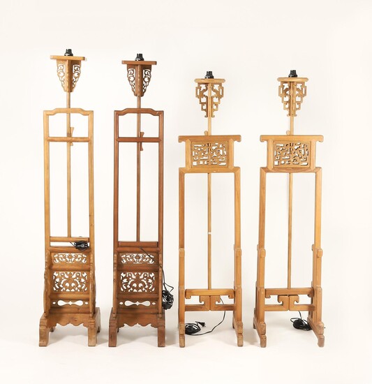 Four Chinese Softwood Lantern Stands, Electrified FR3SHLM