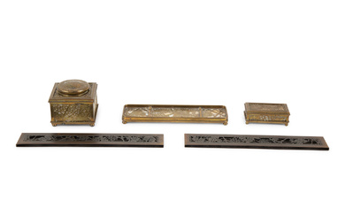 Four Tiffany Studios Bronze Desk Accessories