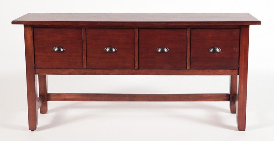 Four drawer modern console table. Ht: 30.75" Wd: 64" Dpth: 18"