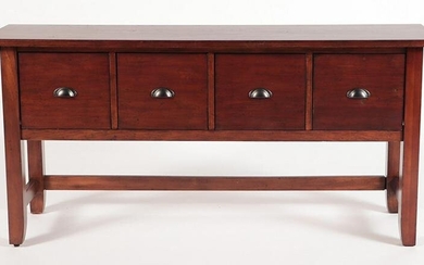 Four drawer modern console table. Ht: 30.75" Wd: 64" Dpth: 18"