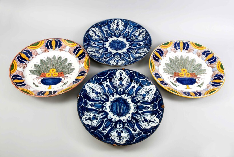 Four plates, Delft, Holland, 2 plates, 19th c.,...