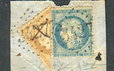 France 1871 - Rare fragment of a letter with the No. 36 cut in half, signed Calves.