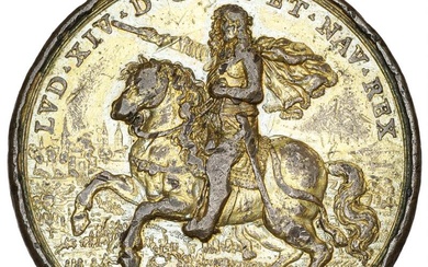 France, Louis XIV, 1643–1715, gilt AE Medal, 1673, by G. Hamerani, Rome,...