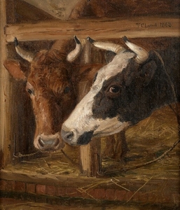 Frederik Christian LUND Copenhague, 1826 - Frederiksberg, 1901 Deux vaches dans une étable