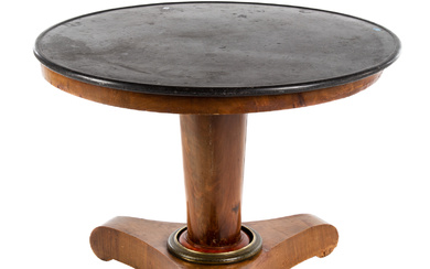 French Empire Round Marble Top Pedestal Table