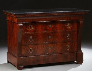 French Empire Style Marble Top Mahogany Commode, late