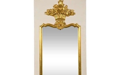 French Louis XVI Style Painted and Carved Mirror