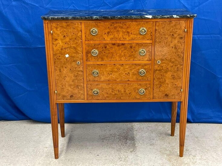 French Louis XVI-style Marble Top Cabinet