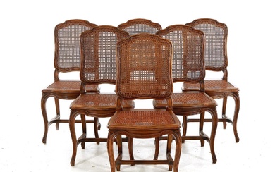 French Provincial Style Caned Walnut Chair Set (6pcs)