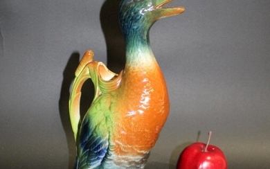 French St Clement Majolica duck pitcher