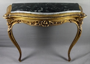 French Style Gilt Marble Top Console