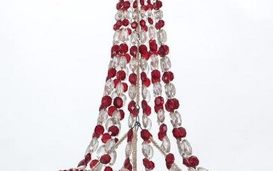 French red and clear Crystal chandelier. Ht: 30.5" Wd: 19"