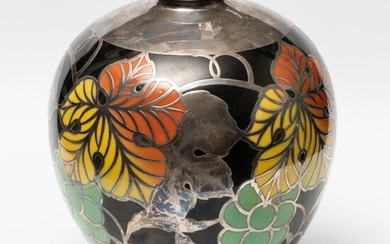 Furstenberg Signed Silver Overlay Porcelain Art Nouveau