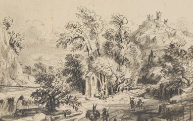 G. CANELLA (1788-1847), Lively country road, around 1810, Pencil