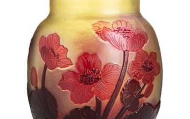 GALLE - Nancy "Anémones" Vase en verre double...