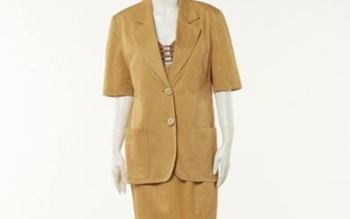 Genni, Two pieces suit in mustard cotton.