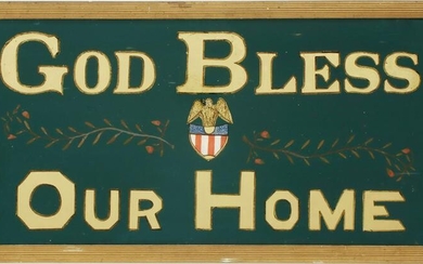 GOD BLESS OUR HOME MOTTO REVERSE PAINTED ON GLASS