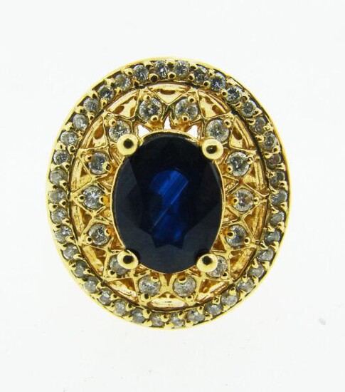 GORGEOUS 14k Yellow Gold, Sapphire & Diamond Ring Circa