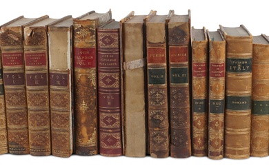 GROUP OF LEATHER BOUND BOOKS ON EUROPEAN HISTORY AND BIOGRAPHY smallest 7 in; largest: 8 1/2 in