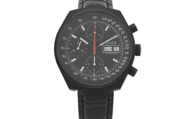 Gallet. A black PVD coated brass automatic calendar chronograph wristwatch Circa 1980