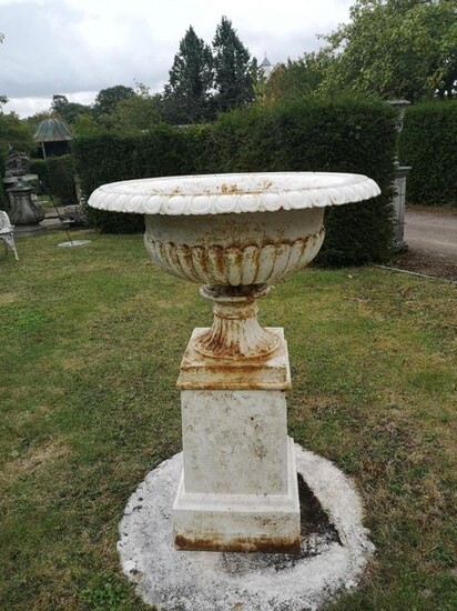 Garden pots/planters: A cast iron urn on pedestal