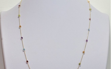 Geen reserve - ALGT Lab Report - 14 kt. Gold, Yellow gold - Necklace - 9.20 ct Topaz - Amethysts, Citrines, Garnets, Peridots