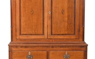 George III Inlaid Oak Bookcase