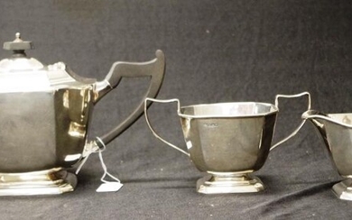 George VI three piece sterling silver tea service to...