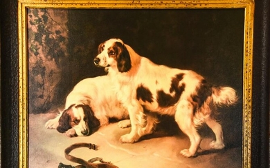 George W. Horlor Oil on Canvas "Forlorn Dogs"
