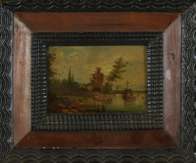 German School, Landscape with Castle and Fisherman