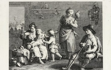 Giovanni Volpato (Bassano del Grappa, 1735 - Roma, 1803), Affatica il Villan mentre il Sol dura / Torna al tugurio quando manca il giorno...(Famiglia contadina). 1764 ca.