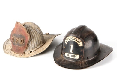 "Glastonbury" Connecticut and "DFD" Fire Fighting Protective Helmets, 20th C.