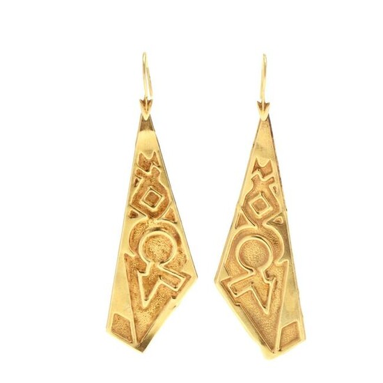 Gold Geometric Dangle Earrings, LaLaounis