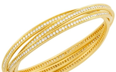 Gold and Diamond 'Trinity' Bangle Bracelet, Cartier, France