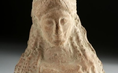 Greek Archaic Terracotta Votive Protome of a Goddess